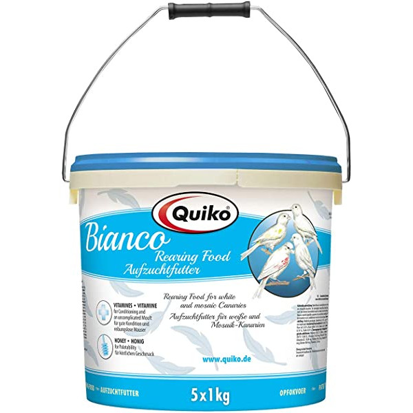 Quiko BIANCO vaječná sucha zmes pre biele , recesívne, dominatné a mozaikové  kanáriky 5kg